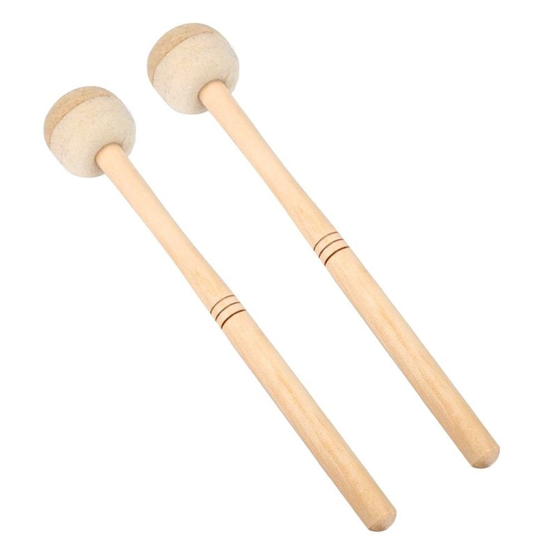 Dilwe Drum Mallet, Wool Felt Drum Stick Anti-slip Bass Drum Mallet Stick Indispensable Instrument Band Accessory (2Pcs) Beige - Image 1